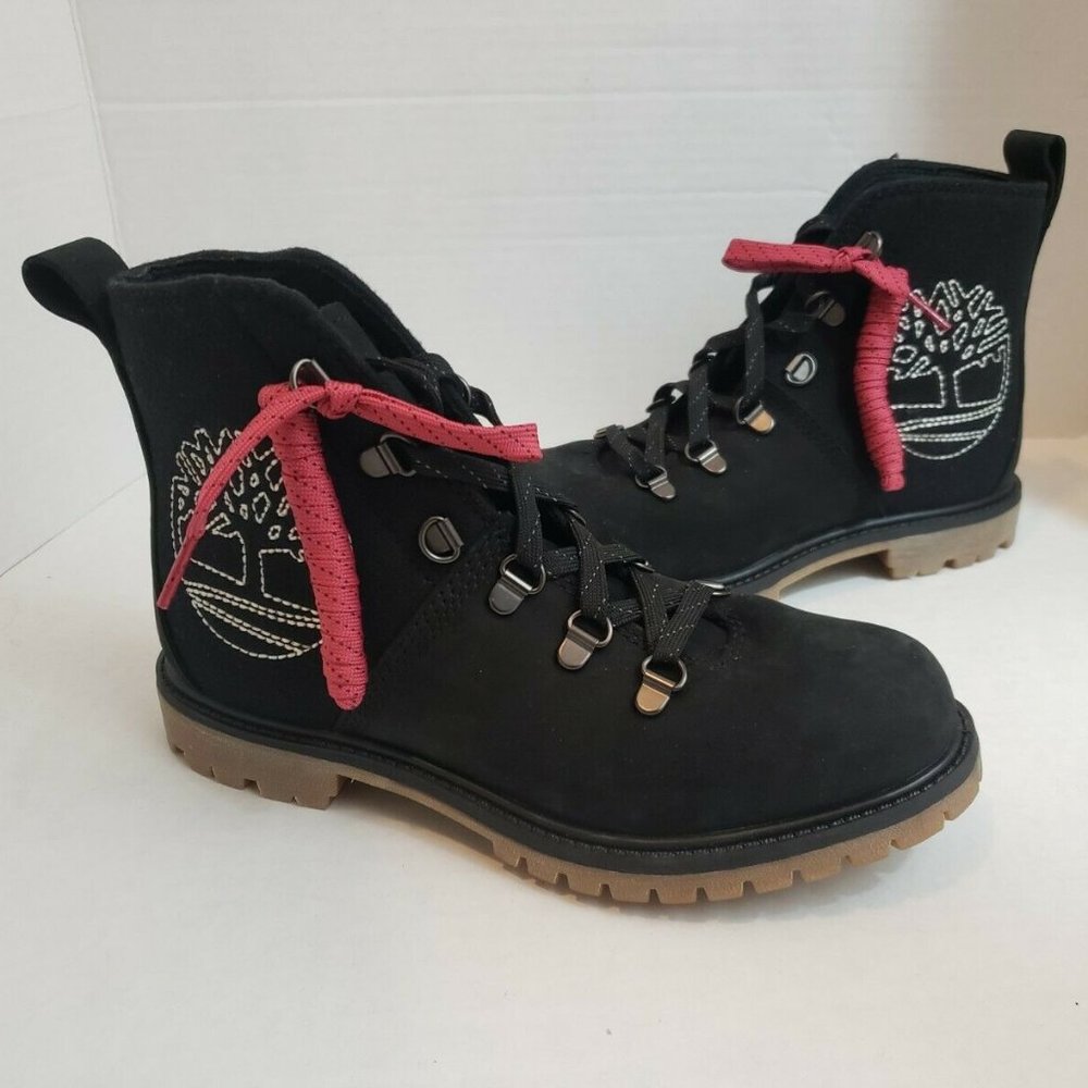 Timberland Logo Embroidered Black Winter Boots 7